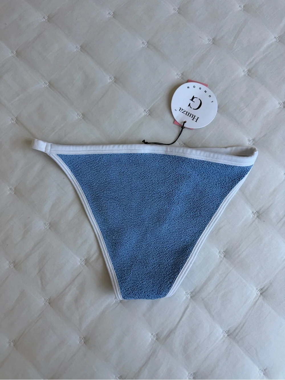 Hunza G NWT Tyler Blue Cornflower two-tone Original Crinkle™ bikini